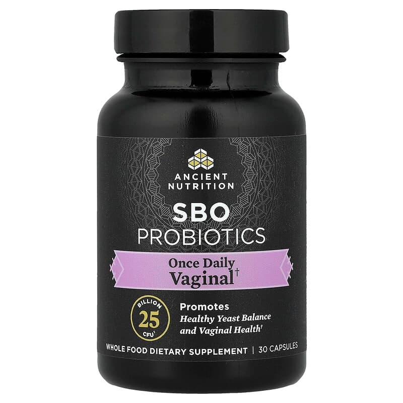 Ancient Nutrition, SBO Probiotics, Suplemento vaginal una vez por día, 30 cápsulas