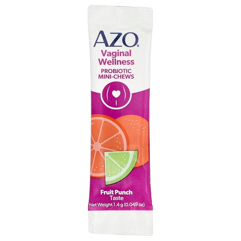 AZO, Mini comprimidos masticables probióticos por vía vaginal, Ponche de frutas, 14 sobres con porción individual, 1,4 g (0,049 oz) cada uno – AZO – imagen 3