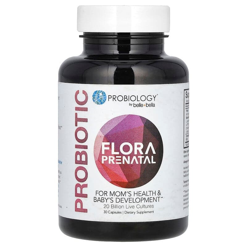 Belle+Bella, Probiology, Probiotic Flora Prenatal, 25.000 millones de UFC, 30 cápsulas