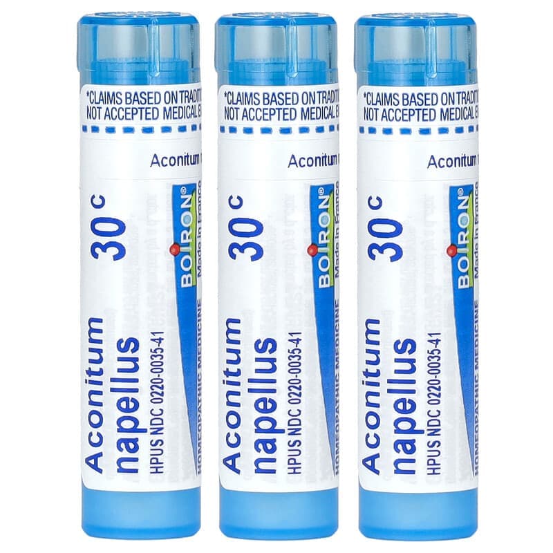 Boiron, Aconitum, Alivio de la fiebre, Gránulos que se disuelven, 30C, 3 tubos, 80 gránulos cada uno – Boiron – imagen 3