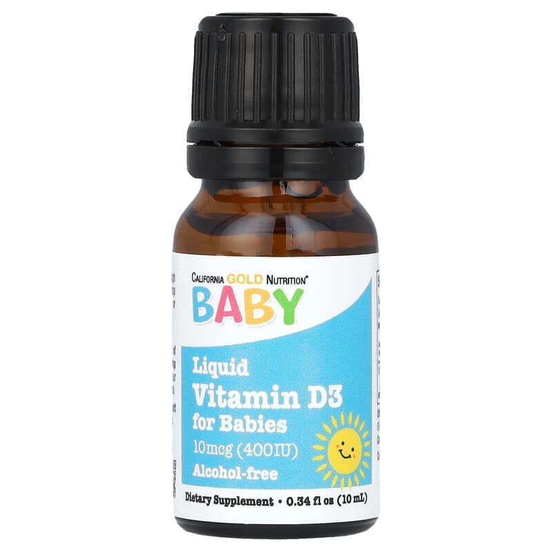 California Gold Nutrition, Gotas de vitamina D3 para bebés, 10 mcg (400 UI), 10 ml (0,34 oz. líq.) – California Gold Nutrition – imagen 3