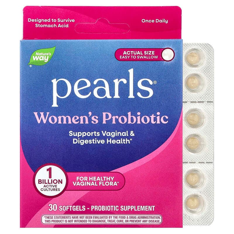 Nature's Way, Pearls®, Suplemento probiótico para mujeres, 1000 millones de UFC, 30 cápsulas blandas