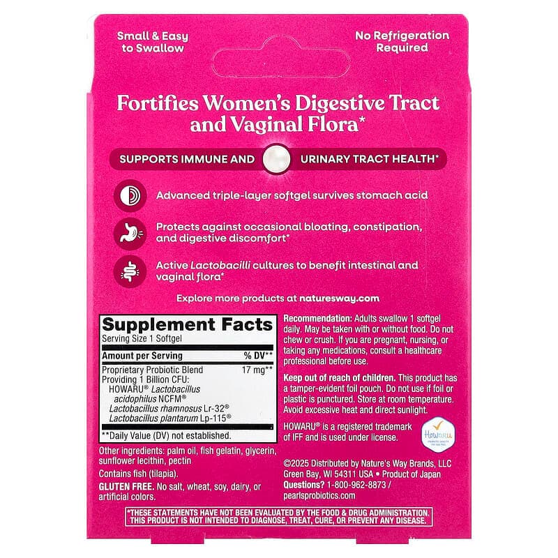 Nature's Way, Pearls®, Suplemento probiótico para mujeres, 1000 millones de UFC, 30 cápsulas blandas – Nature's Way – imagen 2