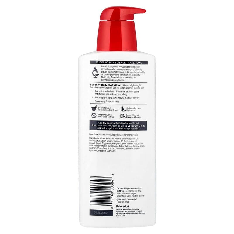 Eucerin, Loción de hidratación diaria, Sin fragancia, 500 ml (16,9 oz. líq.) – Eucerin – imagen 2