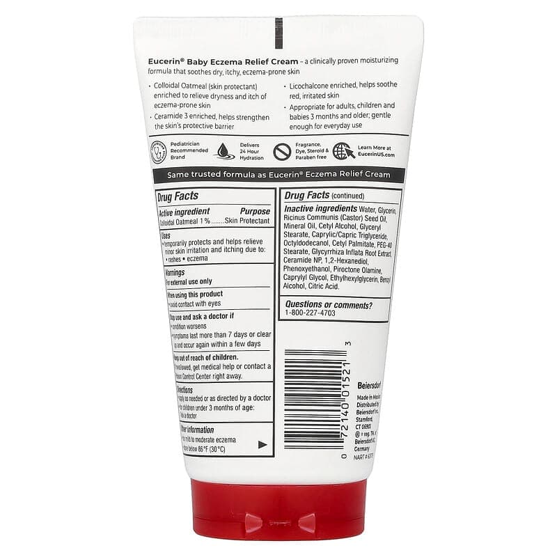 Eucerin, Bebés, Crema para aliviar el eczema, Sin fragancia, 141 g (5 oz) – Eucerin – imagen 2