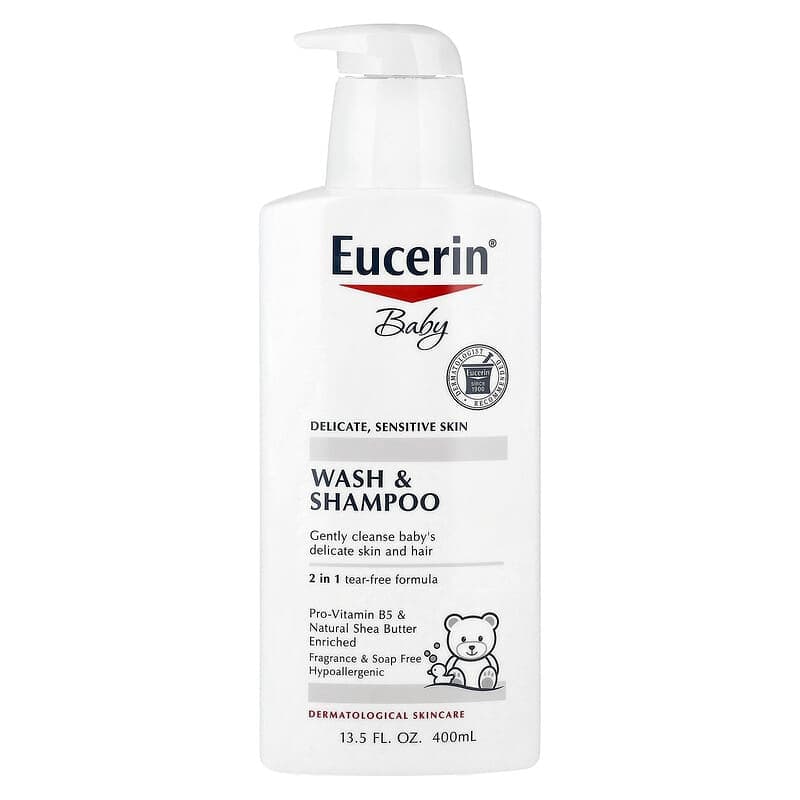 Eucerin, Champú y lavado de bebé, sin fragancia, 13.5 onzas (400 ml)