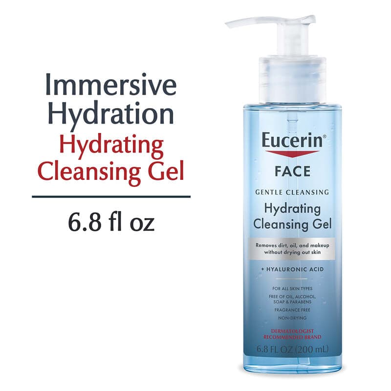 Eucerin, Gel de limpieza hidratante con ácido hialurónico para el rostro, Sin fragancia, 200 ml (6,8 oz. líq.) – Eucerin – imagen 3