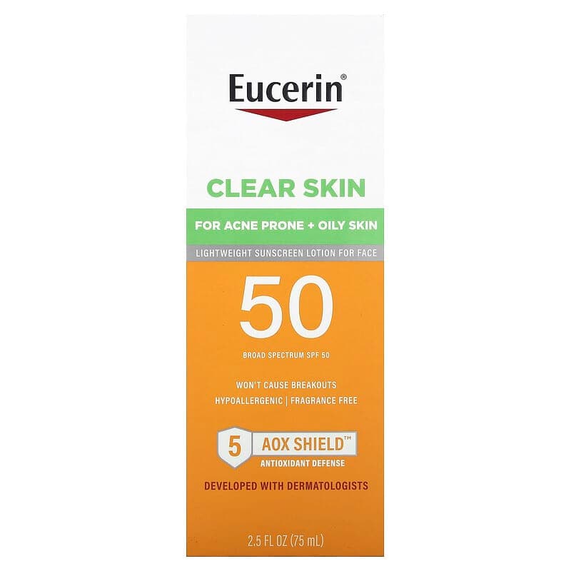 Eucerin, Loción facial liviana para una piel sin imperfecciones con protección solar, FPS 50, Sin fragancia, 75 ml (2,5 oz. líq.) – Eucerin – imagen 2