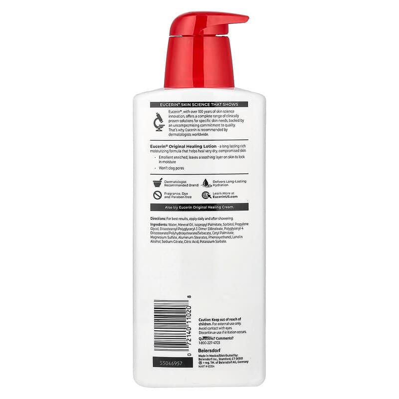 Eucerin, Loción reparadora original, Piel extraseca y comprometida, Sin fragancia, 500 ml (16,9 oz. líq.) – Eucerin – imagen 2