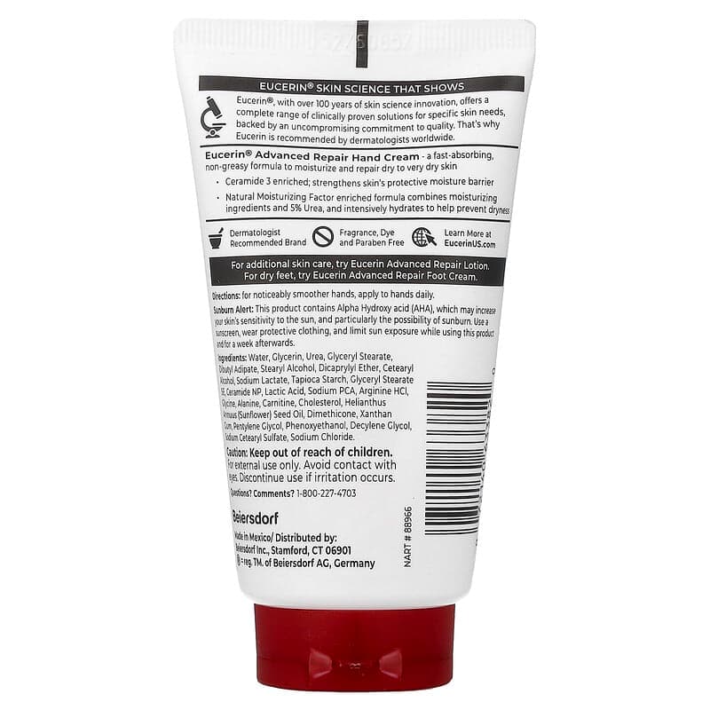 Eucerin, Crema para manos de reparación avanzada, Piel seca a muy seca, Sin fragancia, 78 g (2,7 oz) – Eucerin – imagen 2