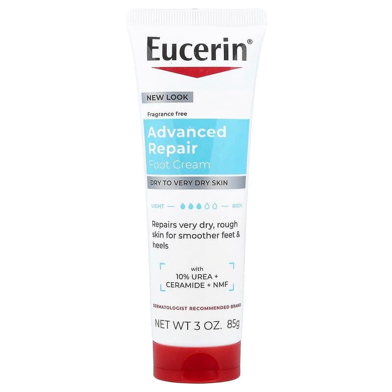 Eucerin, Crema reparadora avanzada para los pies, Piel seca a muy seca, Sin fragancia, 85 g (3 oz)
