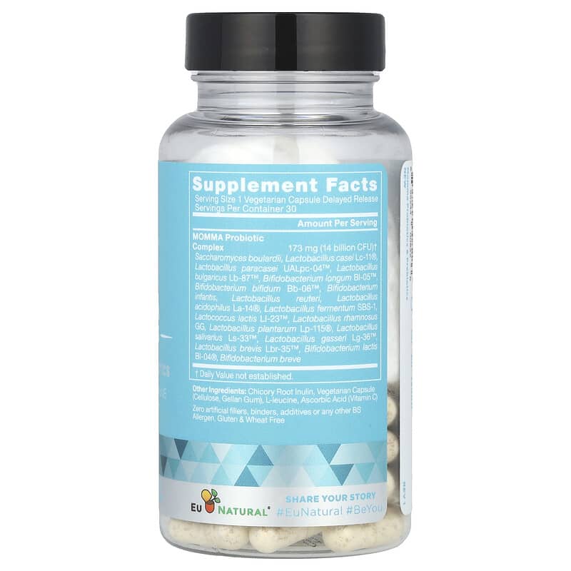 Eu Natural, Momma Probiotics, Probióticos para el período prenatal y posnatal, 30 cápsulas vegetales – Eu Natural – imagen 2