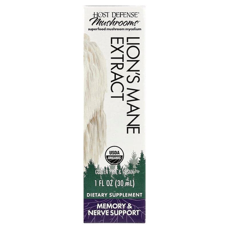 Host Defense, Extracto de melena de león, Refuerzo para la memoria y los nervios, 30 ml (1 oz. Líq.)