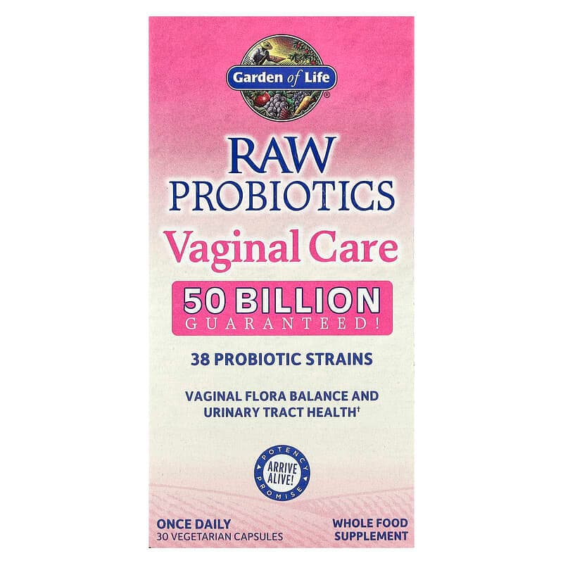 Garden of Life, RAW Probiotics, Suplemento para el cuidado vaginal, 30 cápsulas vegetales