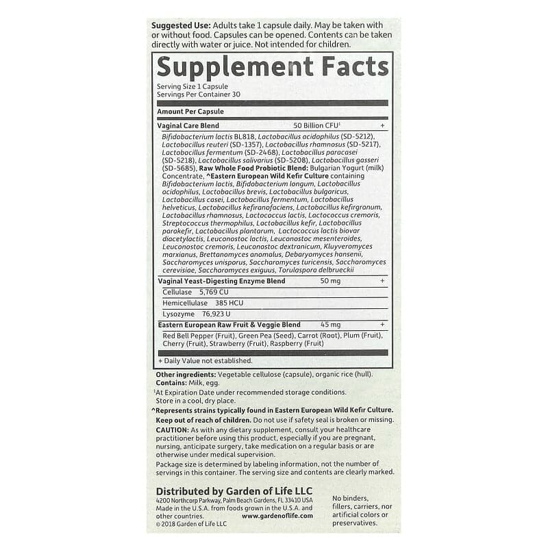 Garden of Life, RAW Probiotics, Suplemento para el cuidado vaginal, Estable a temperatura ambiente, 30 cápsulas vegetales – Garden of Life – imagen 3