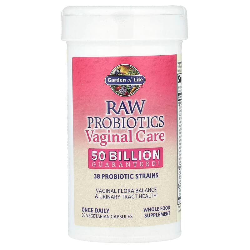 Garden of Life, RAW Probiotics, Suplemento para el cuidado vaginal, Estable a temperatura ambiente, 30 cápsulas vegetales