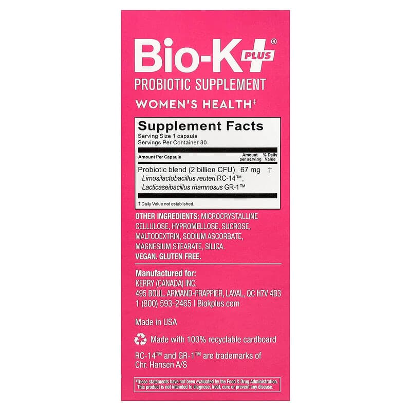 Bio-K+, Suplemento probiótico, Salud de la mujer, 30 cápsulas – Bio-K+ – imagen 2