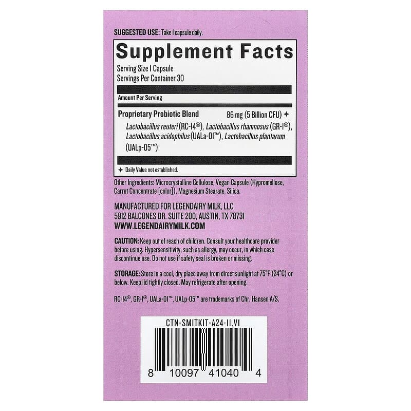 Legendairy Milk, Probiótico vaginal Smitten Kitten™, 30 cápsulas veganas – Legendairy Milk – imagen 2