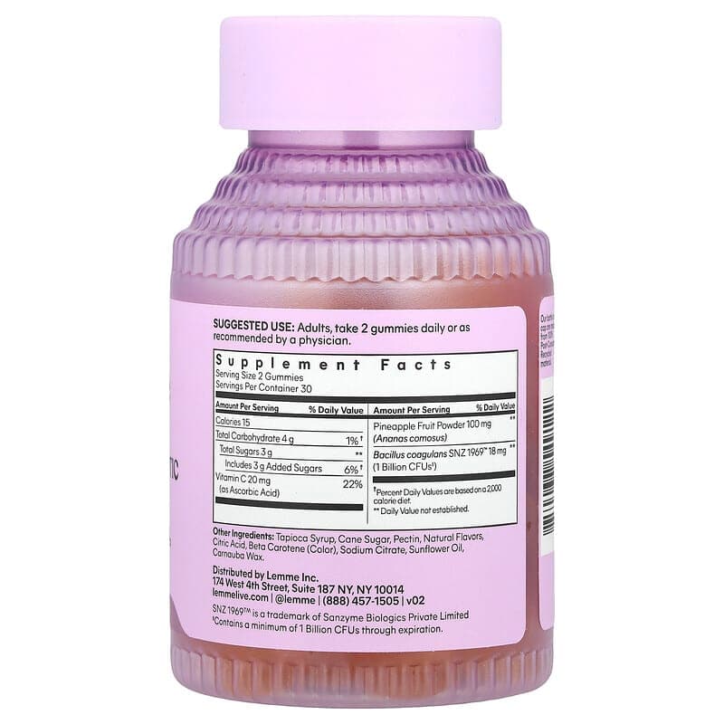 Lemme, Purr, Gomitas probióticas vaginales, Piña, 60 gomitas – Lemme – imagen 2