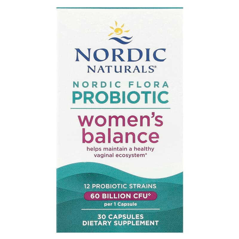Nordic Naturals, Nordic Flora Probiotic, Suplemento para el equilibrio de las mujeres, 30 cápsulas