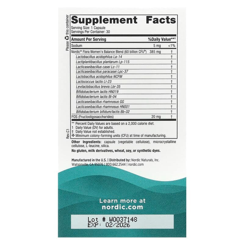 Nordic Naturals, Nordic Flora Probiotic, Suplemento para el equilibrio de las mujeres, 30 cápsulas – Nordic Naturals – imagen 2
