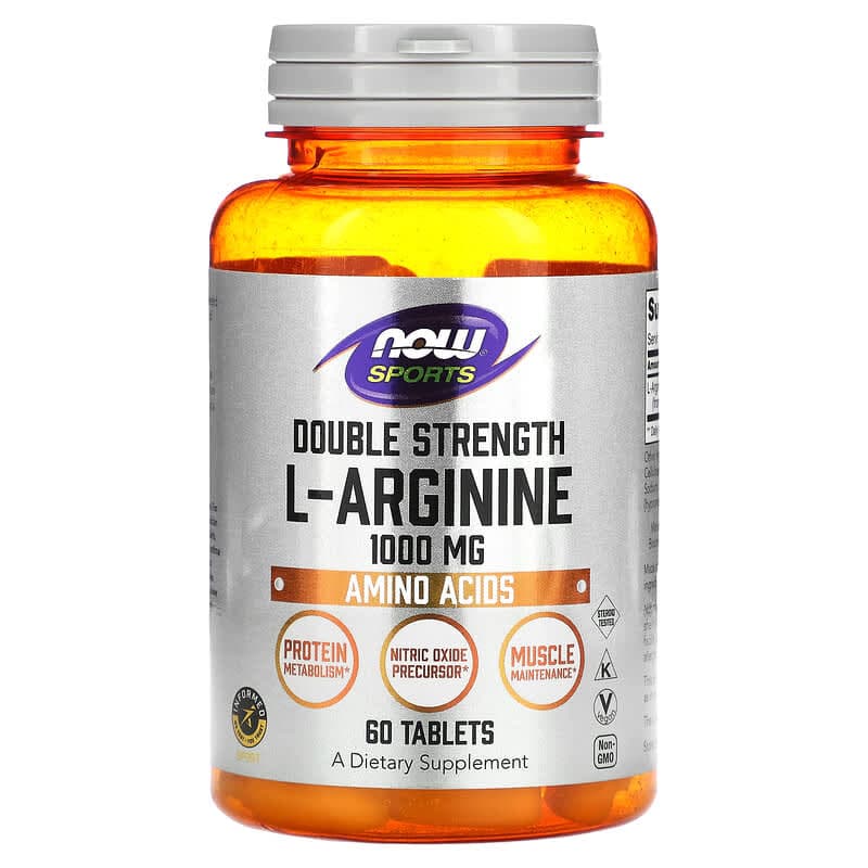 NOW Foods, L-arginina, 1000 mg, 60 comprimidos