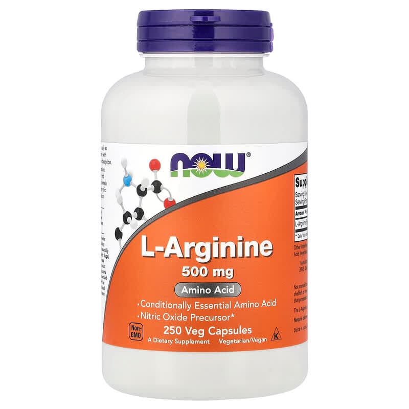 NOW Foods, L-arginina, 500 mg, 250 cápsulas vegetales