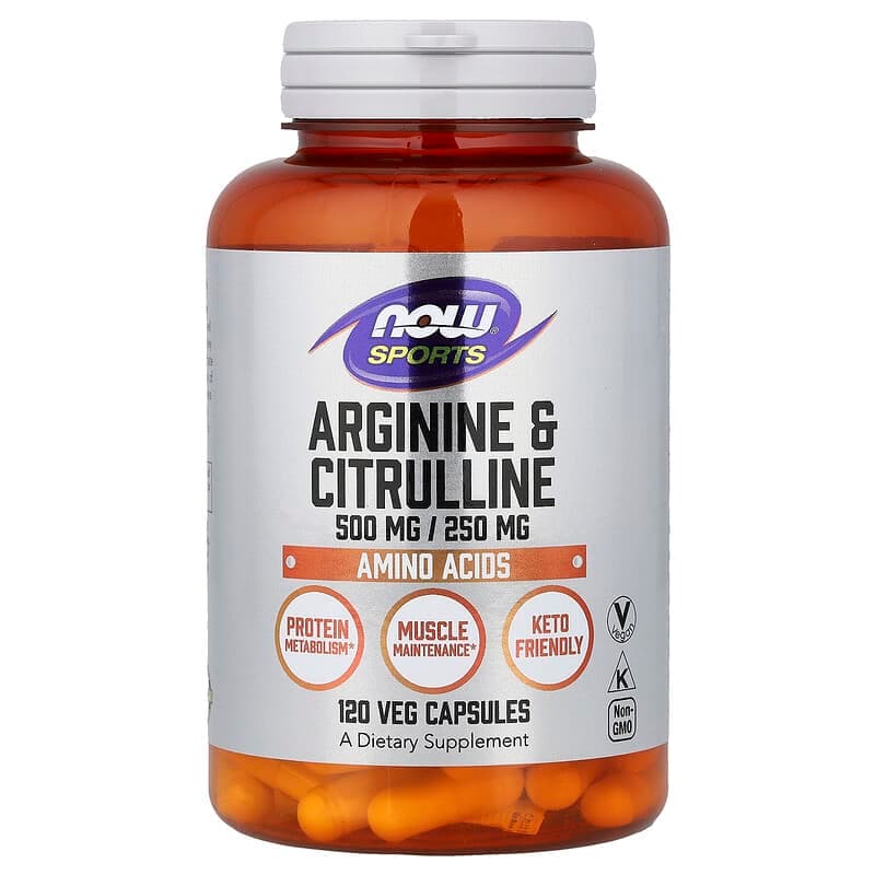 NOW Foods, Sports, Arginina y citrulina, 120 cápsulas vegetales