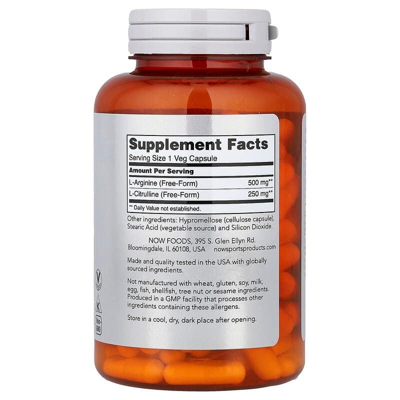 NOW Foods, Sports, Arginina y citrulina, 120 cápsulas vegetales – NOW Foods – imagen 2