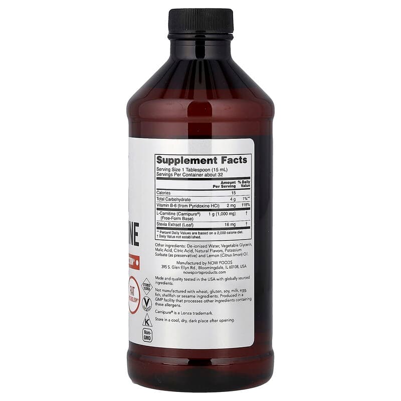 NOW Foods, Sports, L-carnitina líquida, Cítricos, 473 ml (16 oz. líq.) – NOW Foods – imagen 2
