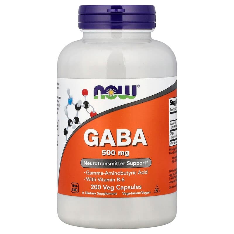 NOW Foods, GABA con vitamina B6, 200 cápsulas vegetales