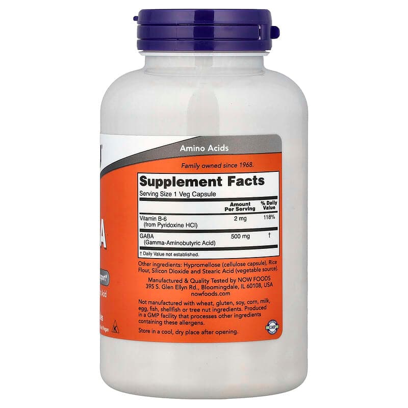 NOW Foods, GABA con vitamina B6, 200 cápsulas vegetales – NOW Foods – imagen 2