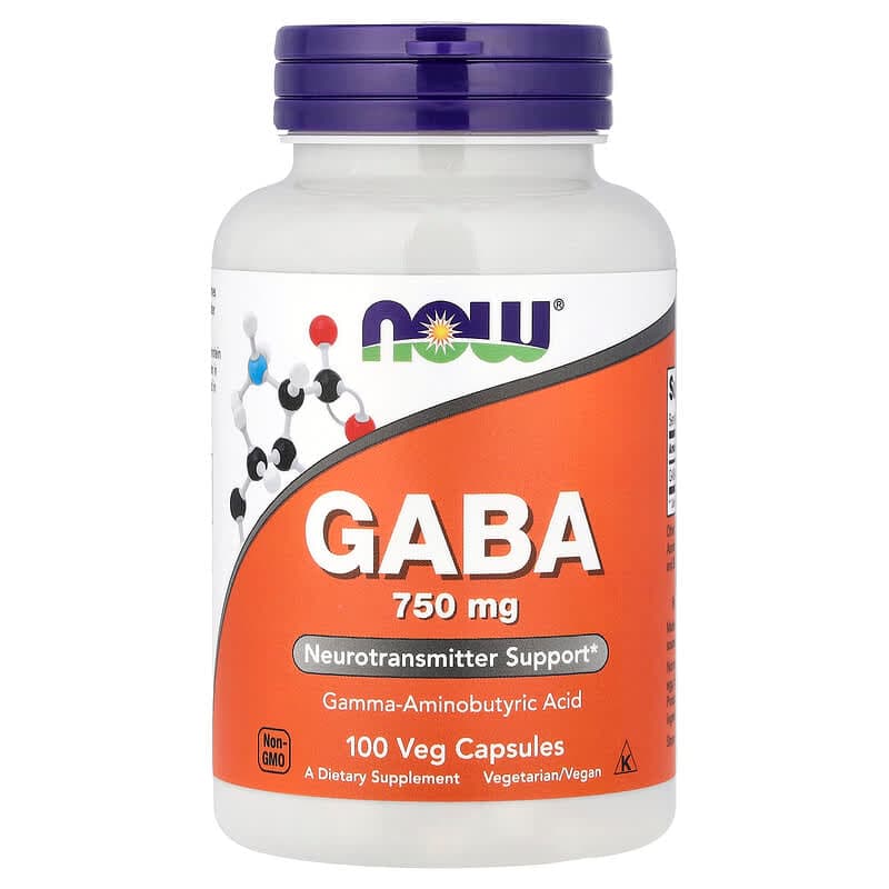 NOW Foods, GABA con vitamina B6, 750 mg, 100 cápsulas vegetales