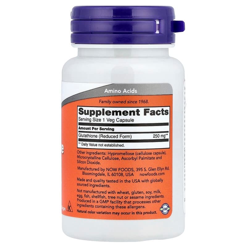 NOW Foods, Glutatión, 250 mg, 60 cápsulas vegetales – NOW Foods – imagen 2