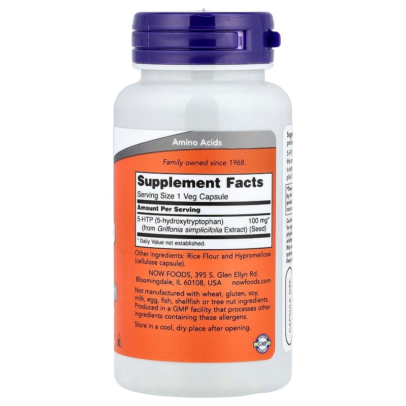 NOW Foods, 5-HTP, 100 mg, 60 cápsulas vegetales – NOW Foods – imagen 2
