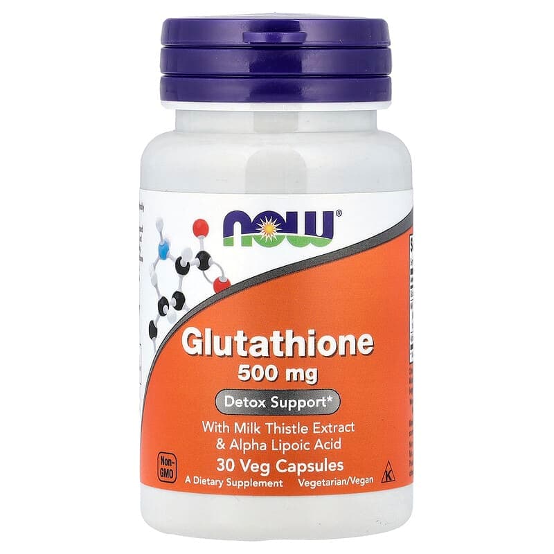 NOW Foods, Glutatión con extracto de cardo mariano y ácido alfa-lipoico, 30 cápsulas vegetales