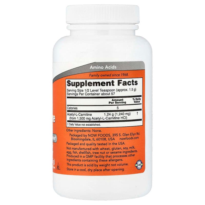 NOW Foods, Acetil-L-carnitina pura en polvo, 85 g (3 oz) – NOW Foods – imagen 2