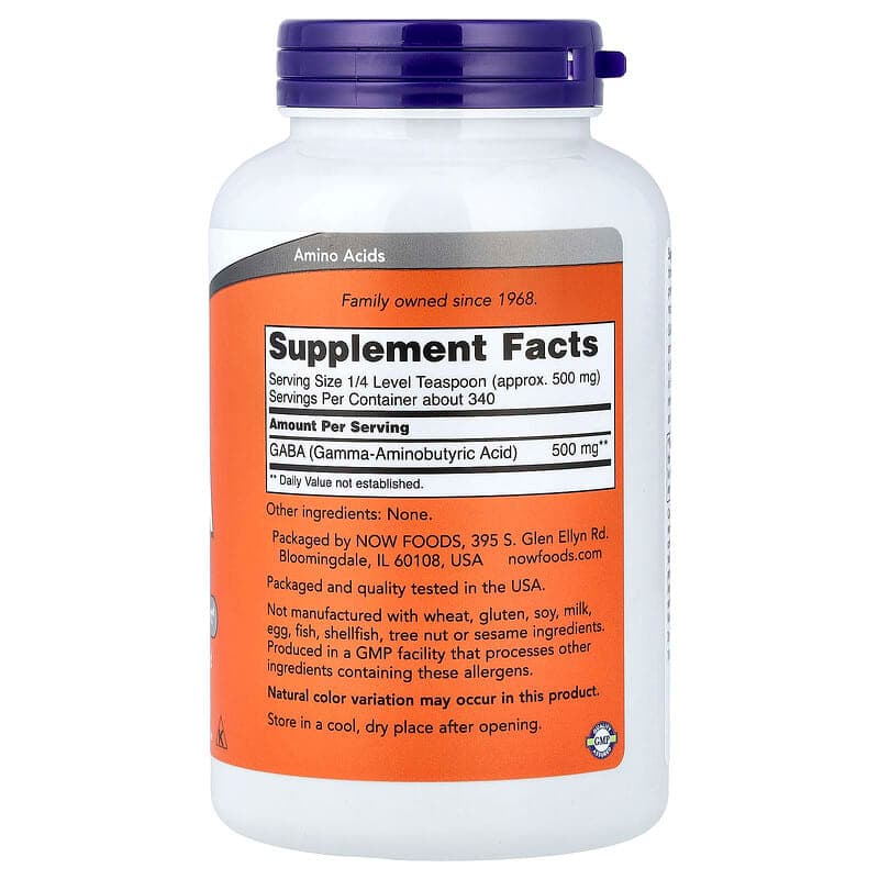 NOW Foods, GABA puro en polvo, 170 g (6 oz) – NOW Foods – imagen 2