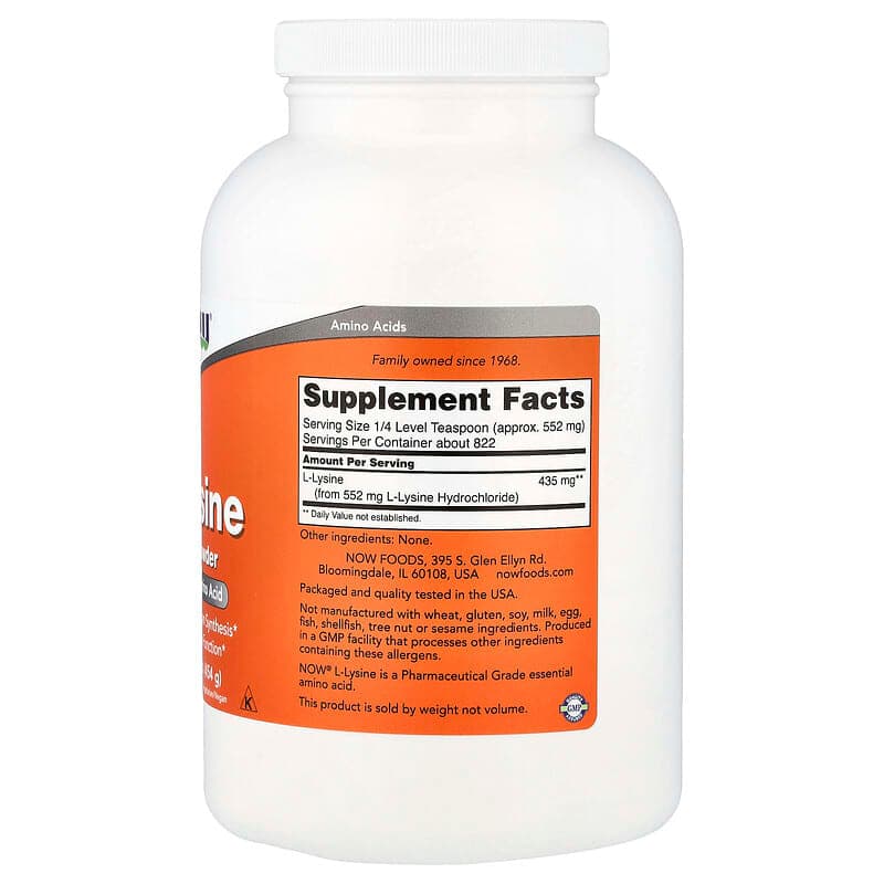 NOW Foods, Polvo Puro de L-Lisina, 1 lb (454 g) – NOW Foods – imagen 2
