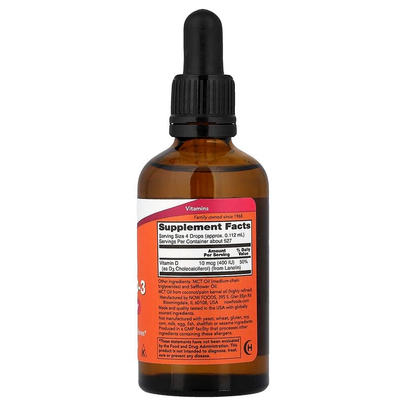 NOW Foods, Vitamina D3 líquida, 59 ml (2 oz. líq.) – NOW Foods – imagen 2
