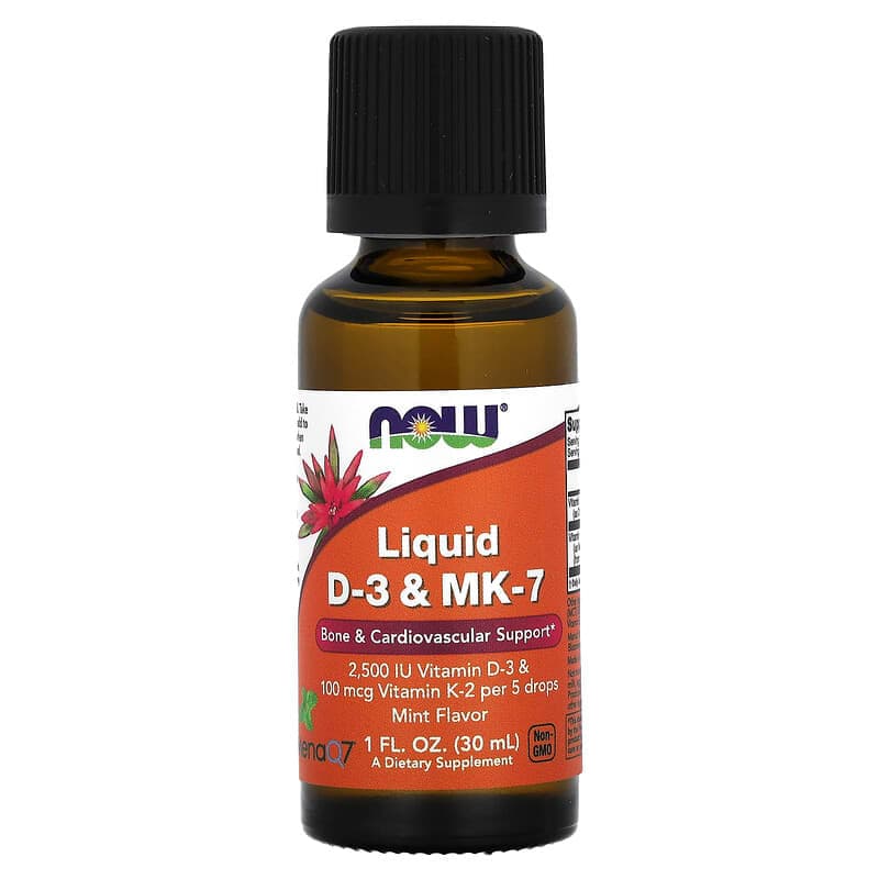 NOW Foods, Vitaminas D3 y MK-7 líquidas, Menta, 30 ml (1 oz. líq.)