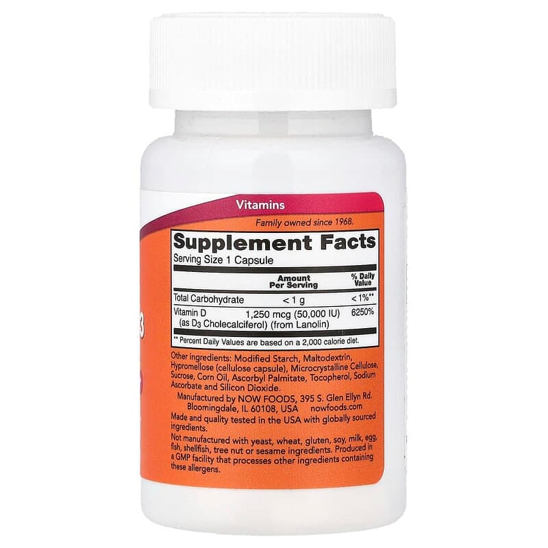 NOW Foods, Vitamina D3, Máxima potencia, 50.000 UI, 15 cápsulas – NOW Foods – imagen 2