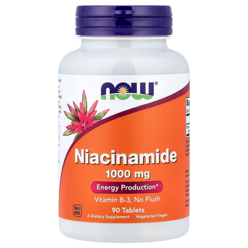 NOW Foods, Niacinamida, 1000 mg, 90 comprimidos