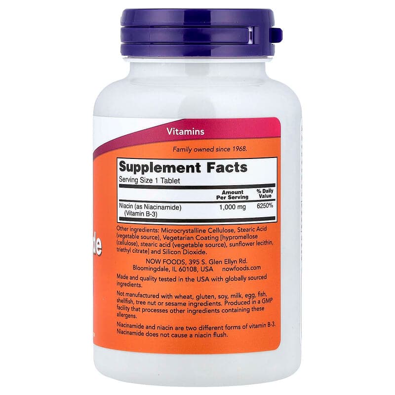 NOW Foods, Niacinamida, 1000 mg, 90 comprimidos – NOW Foods – imagen 2