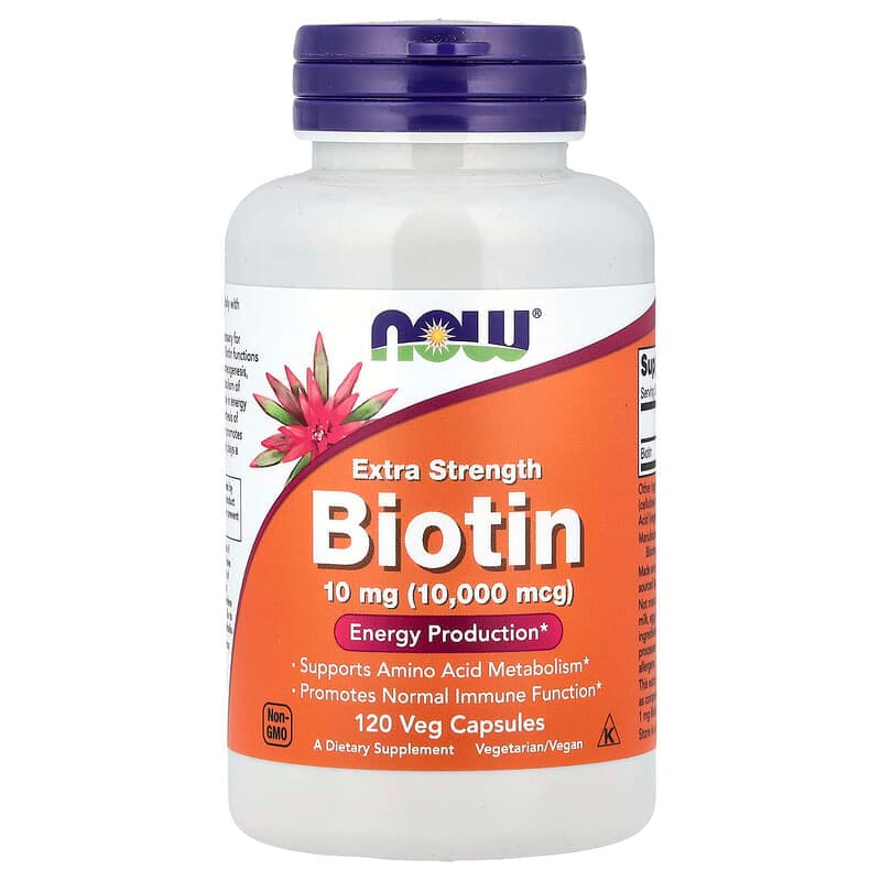 NOW Foods, Biotina, 10 mg, 120 cápsulas vegetales