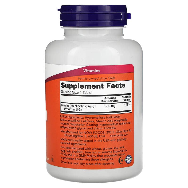 NOW Foods, Niacina, 500 mg, 250 comprimidos – NOW Foods – imagen 2