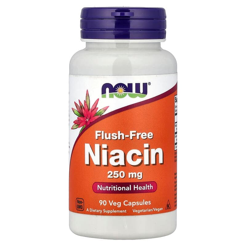 NOW Foods, Niacina antienrojecimiento, 250 mg, 90 cápsulas vegetales