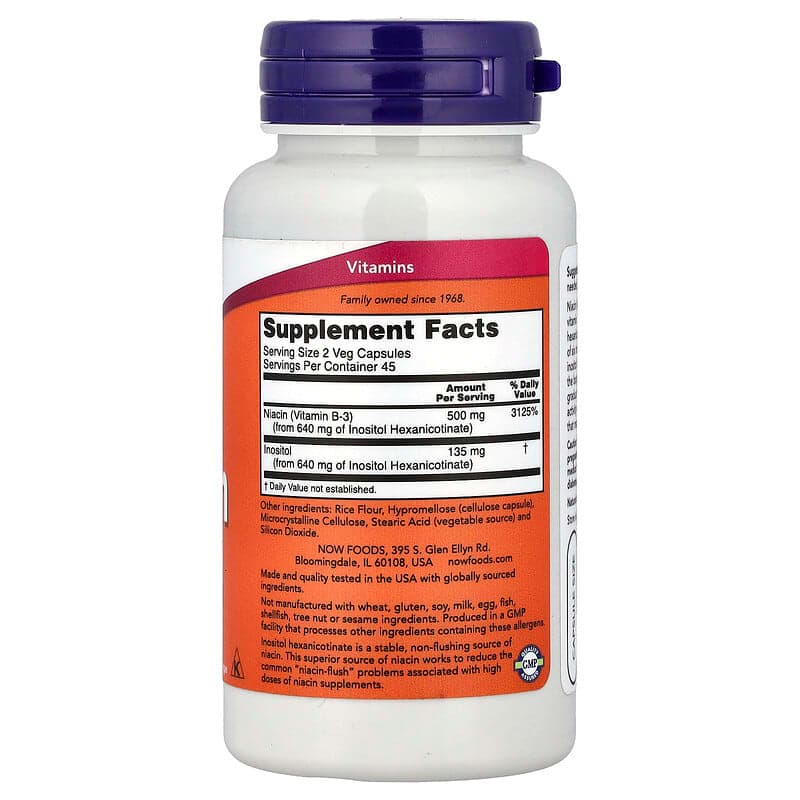 NOW Foods, Niacina antienrojecimiento, 250 mg, 90 cápsulas vegetales – NOW Foods – imagen 2
