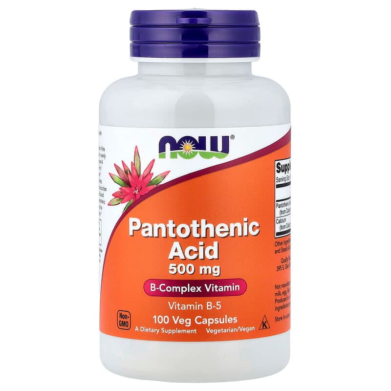 NOW Foods, Ácido pantoténico, 500 mg, 100 cápsulas vegetales