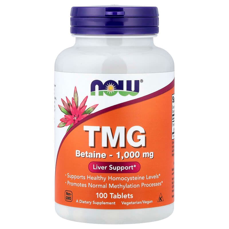 NOW Foods, TMG, Suplemento de refuerzo hepático, 1000 mg, 100 comprimidos